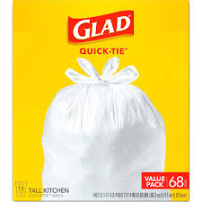 GLAD TALL KITCHEN WHITE TRASH BAG 13GL --45 CT --6/1